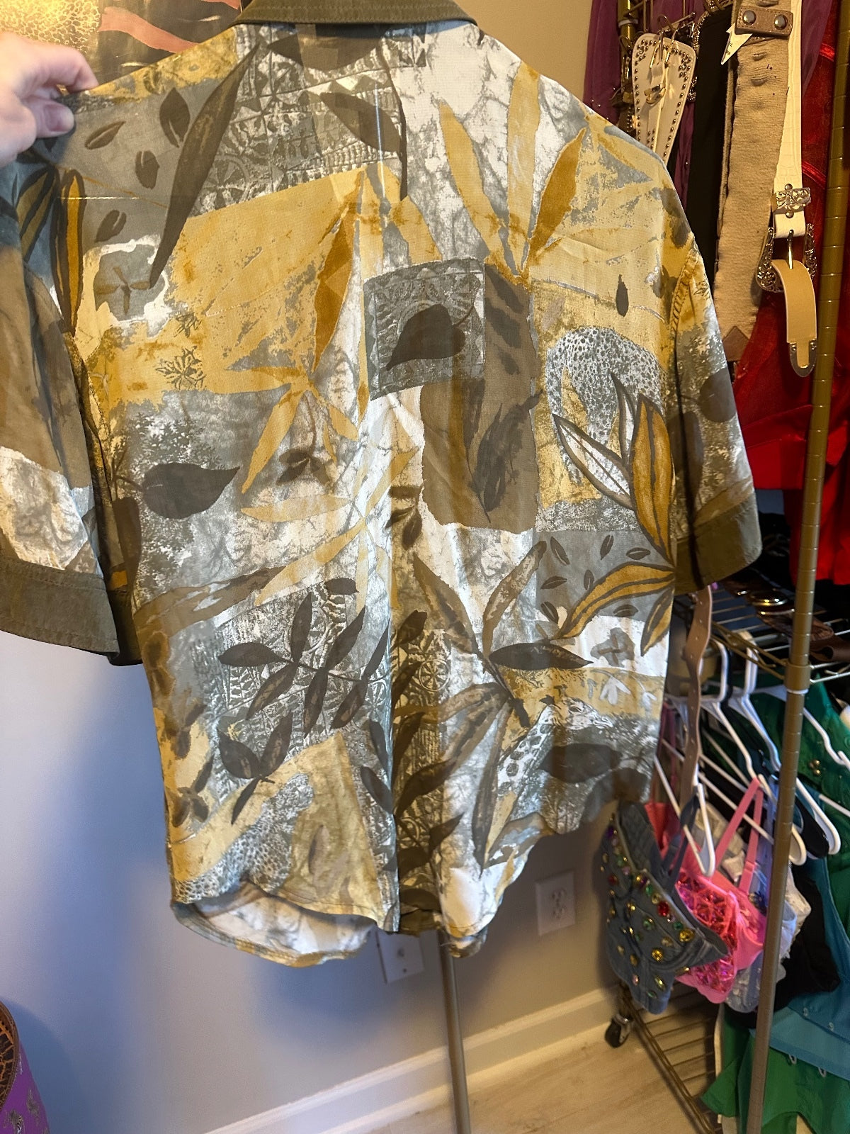 Cache Olive Abstract Print Top & Shorts Set