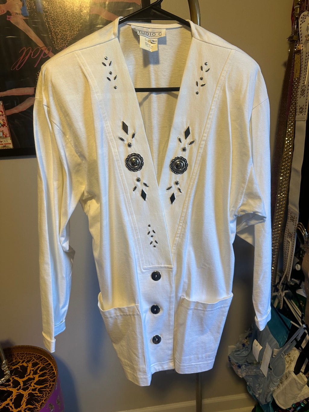 Vintage Embellished Ivory Skirt Suit