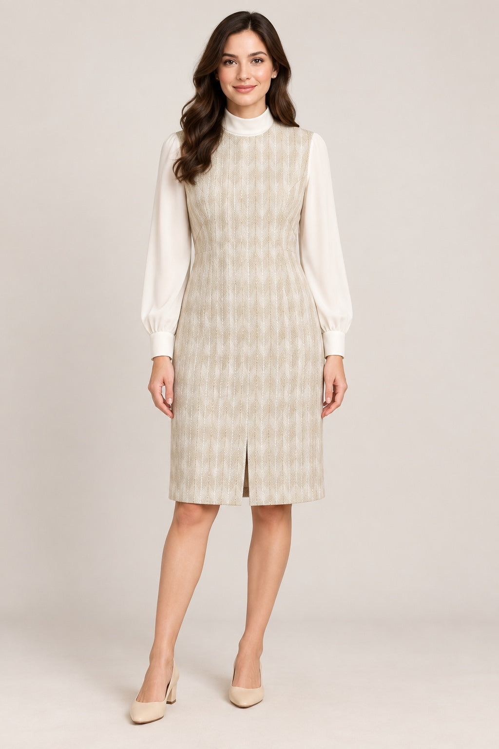 1970s Cream Layered-Look Dress