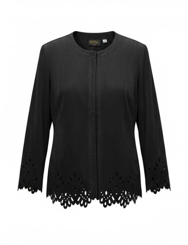 Bob Mackie Vintage Black Cutwork Scallop Hem Jacket