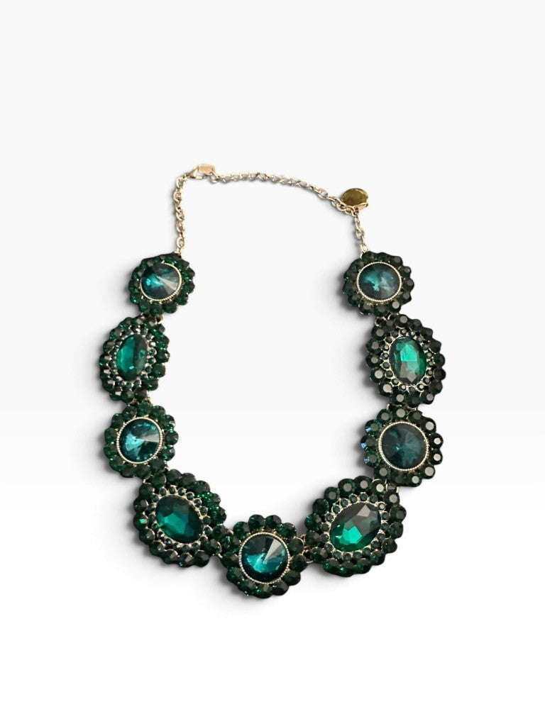 I Crave Jewels Emerald Green Rhinestone Statement Necklace