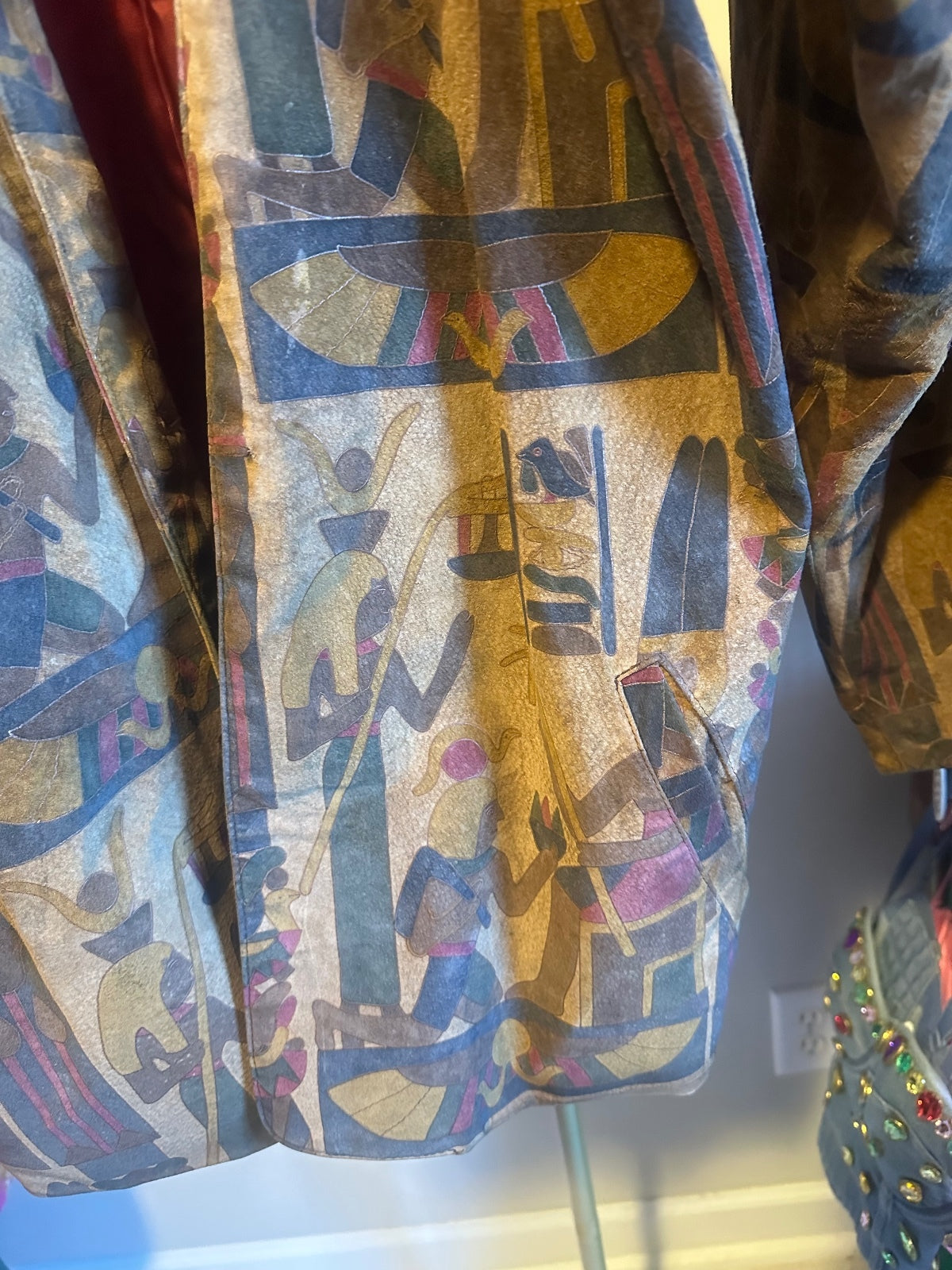 Vintage SIENA Genuine Leather Abstract Print Blazer – Brown & Burgundy