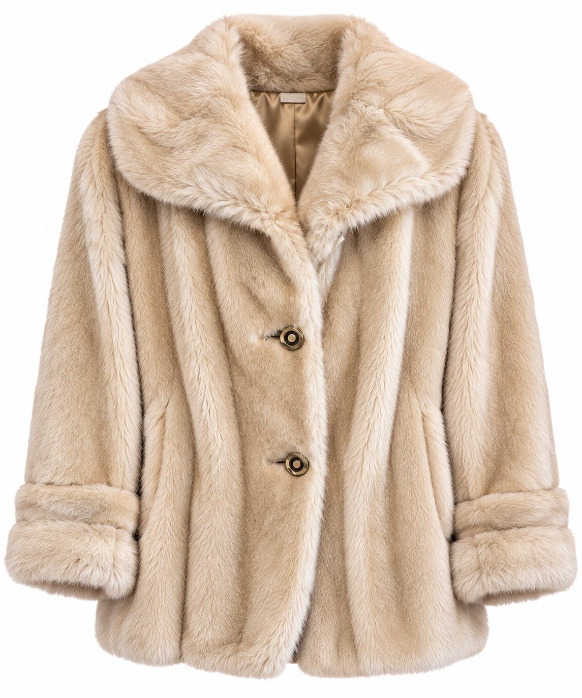 Vintage 1970s Mincara by Russel Taylor Luxury Faux Mink Coat – Cream Beige
