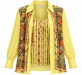 Vintage Diane Gilman Silk Tropical Print Two-Piece Blouse & Tank Set