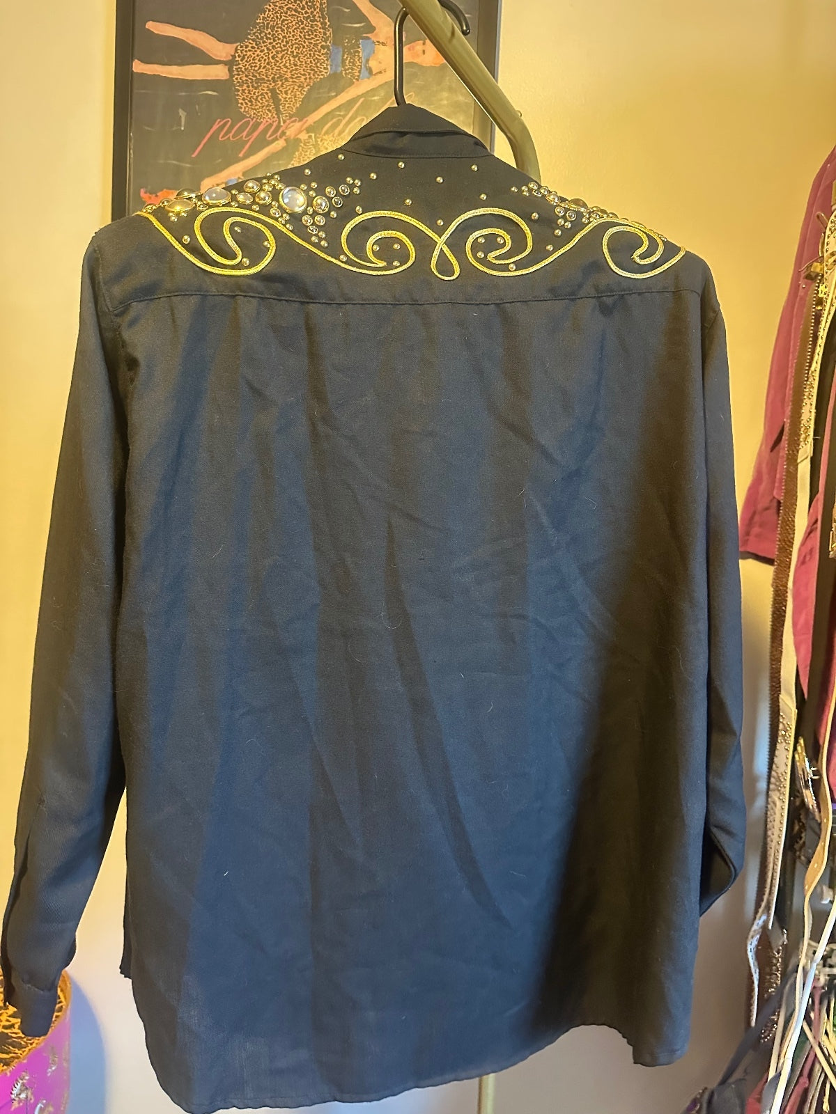 Vintage G.A.R. Black & Gold Embellished Western Shirt