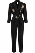 Vintage IIF Black & Gold Star-Embellished Jumpsuit