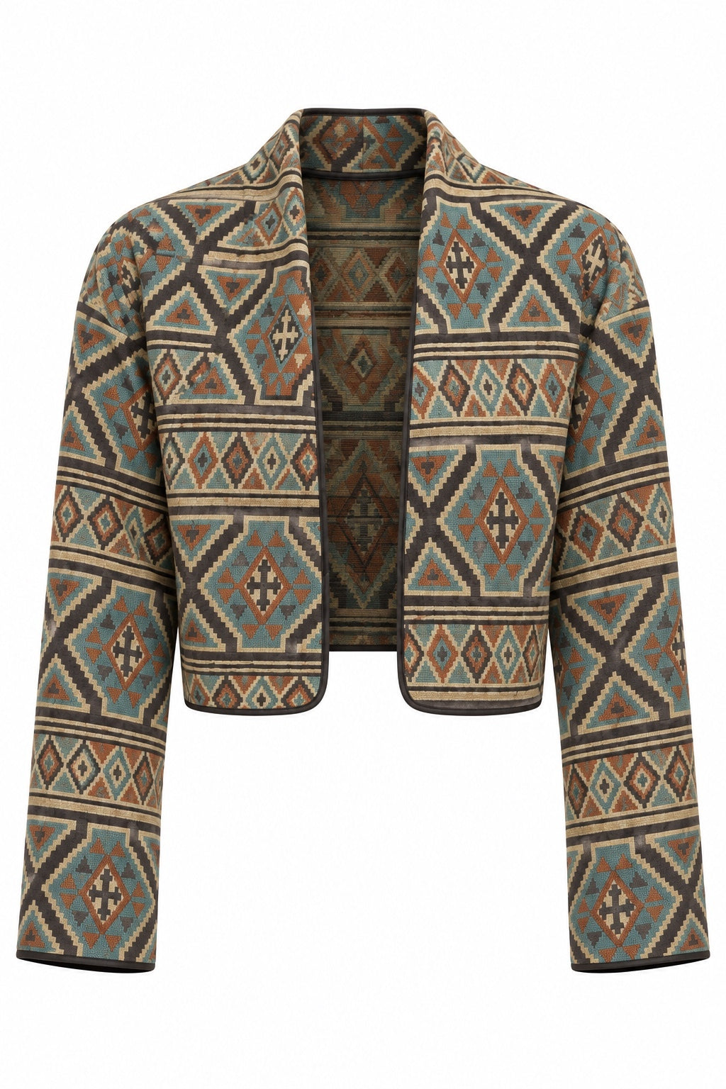 Vintage Flashback Geometric Cropped Jacket