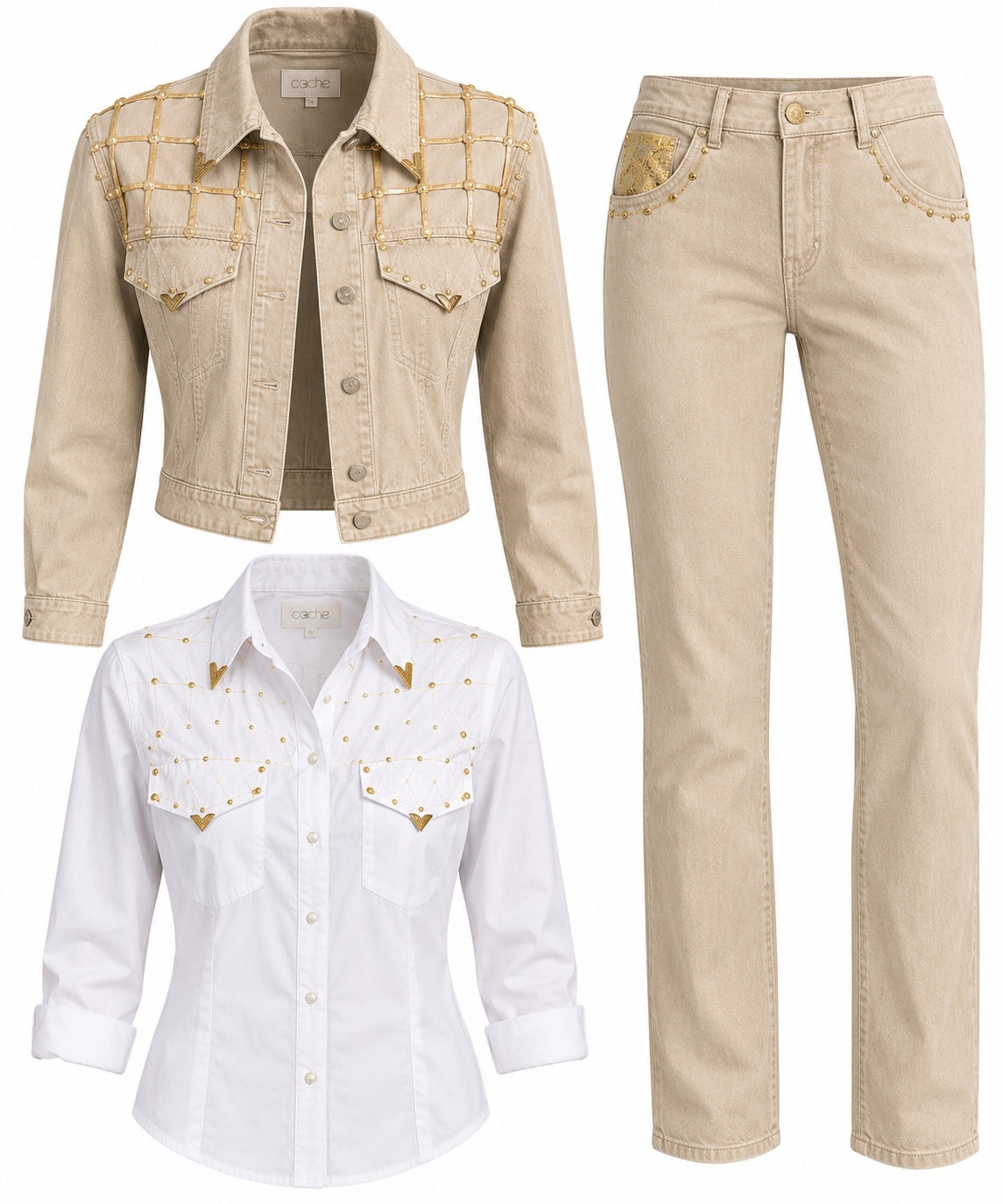 Vintage Cache Three-Piece Embellished Denim Set
