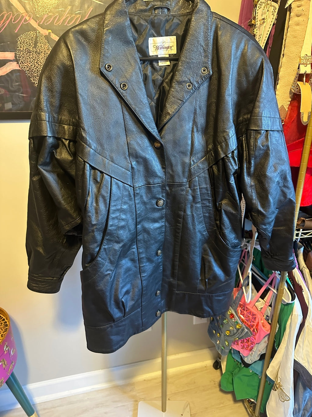 Vintage Wellington Black Leather Jacket