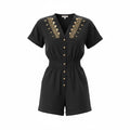 Black Gold-Embellished Romper