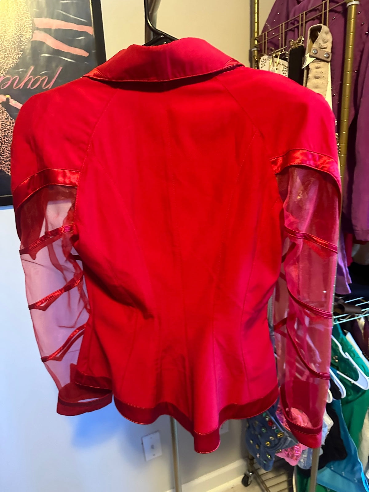 Vintage IIF Red Sheer Sleeve Corset Skirt Suit