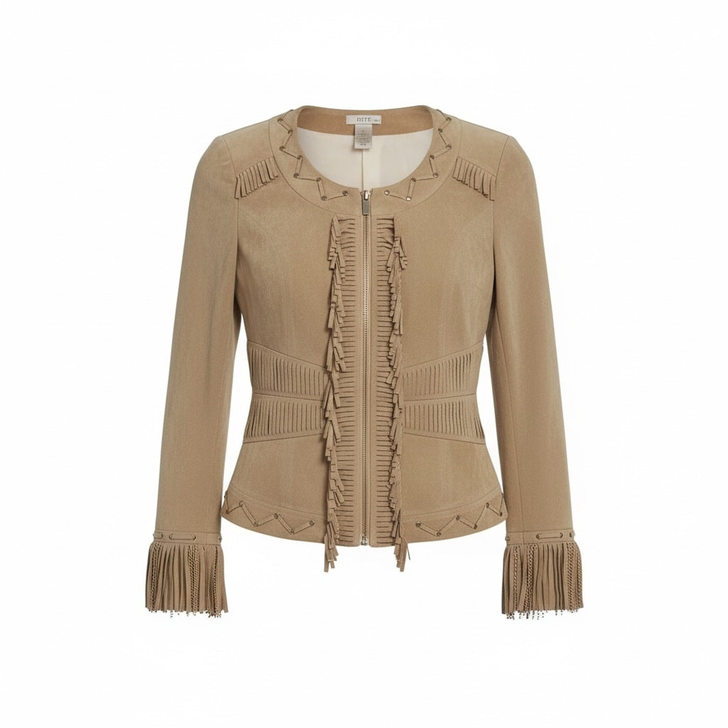 Vintage Cache Tan Fringe Western Jacket