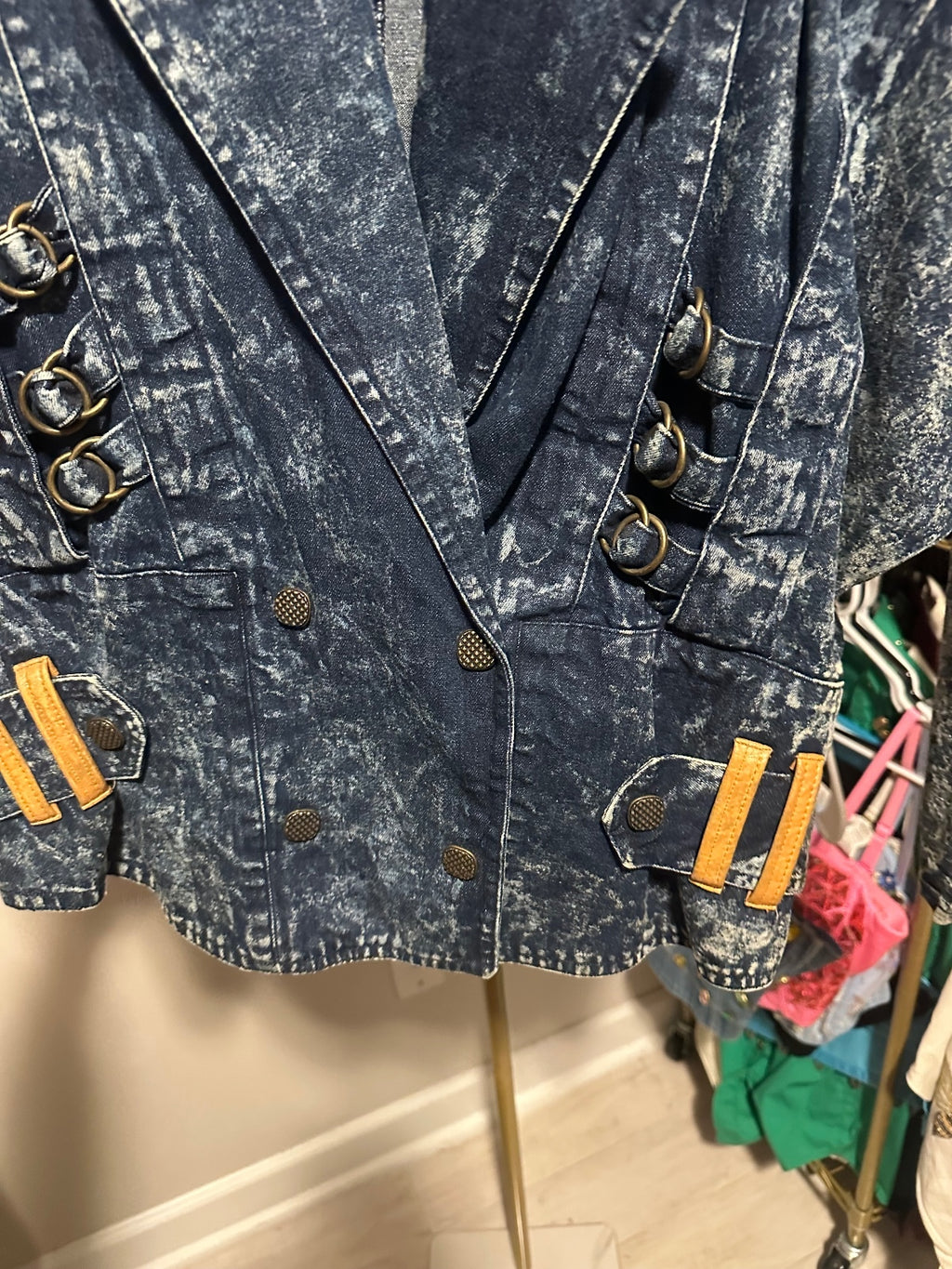 Vintage Acid Wash Denim Statement Blazer