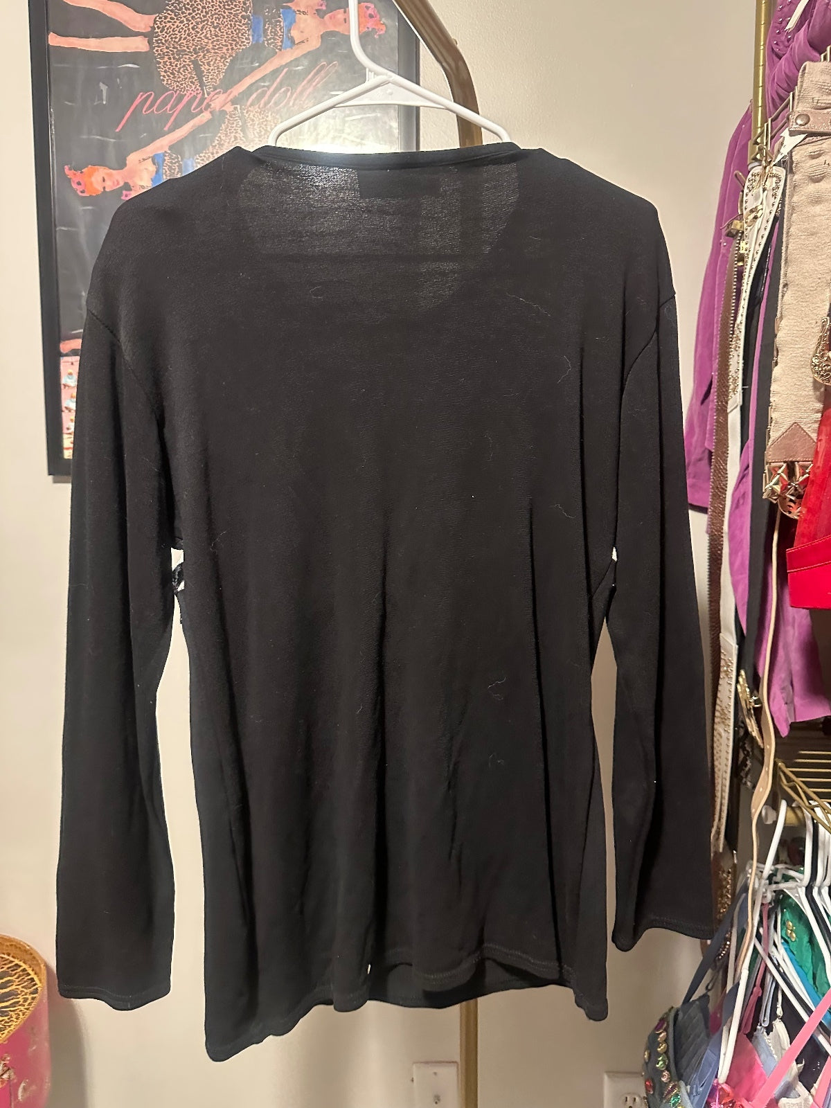 Vintage Miss V Black Zebra & Gold Belt Print Top