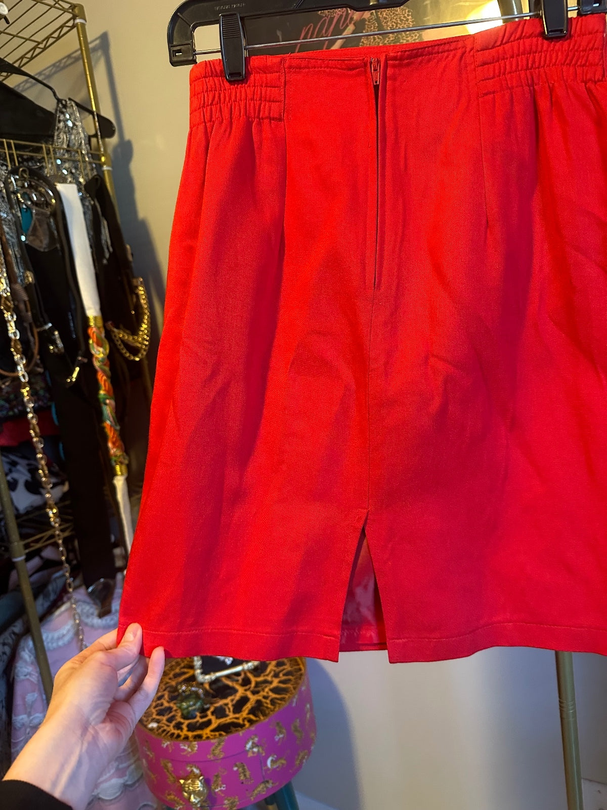Vintage IIF Red Rhinestone Embellished Skirt Suit