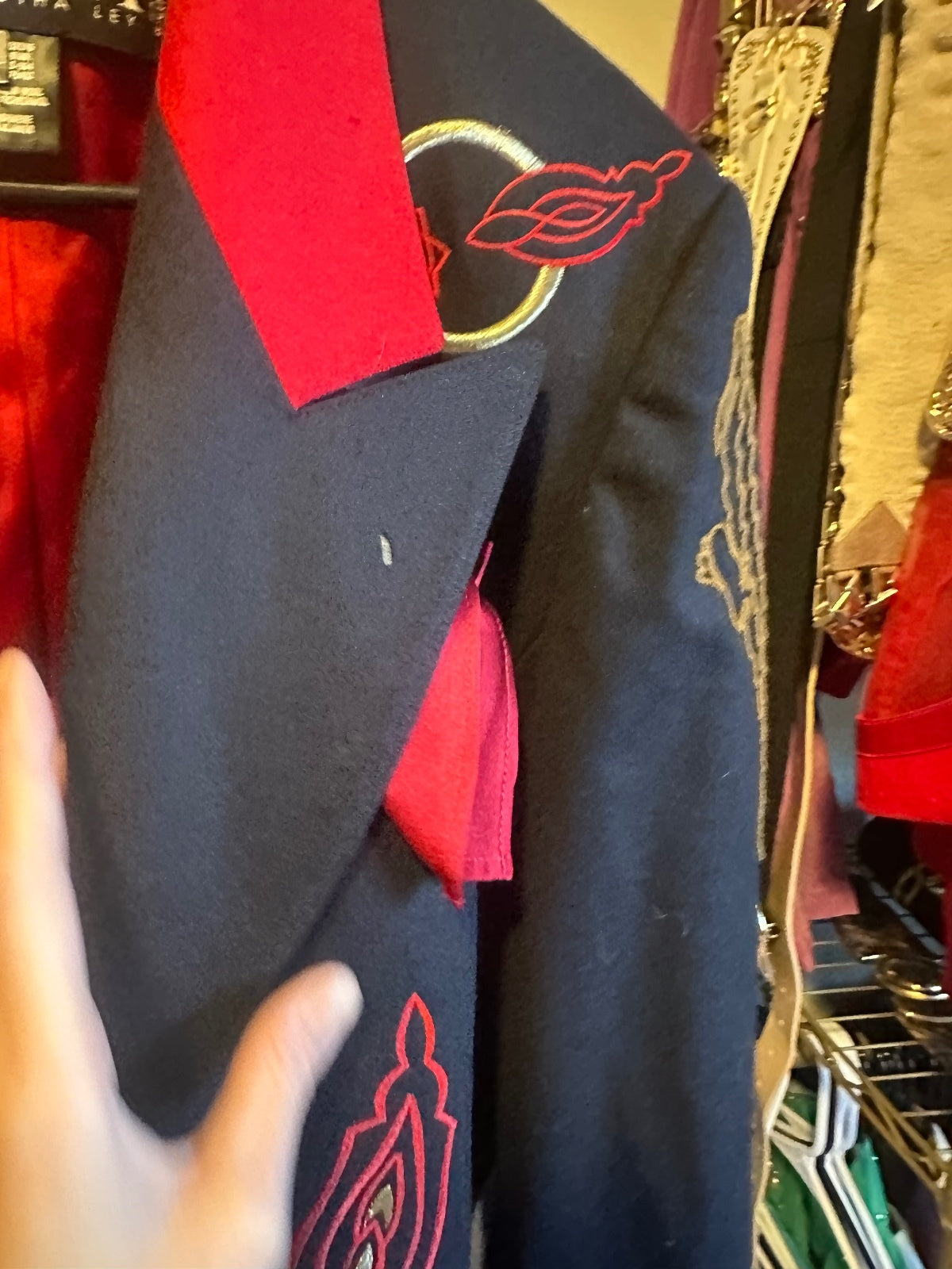 Vintage Escada Embroidered Navy & Red Blazer 40