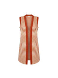 1970s Orange & Cream Knit Long Vest
