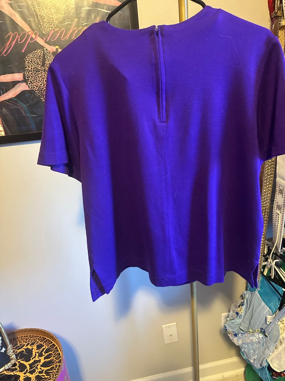 Vintage Purple Embellished 3-Piece Skirt Suit