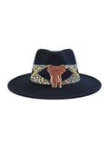 Vintage Black Wool Elephant Safari Hat