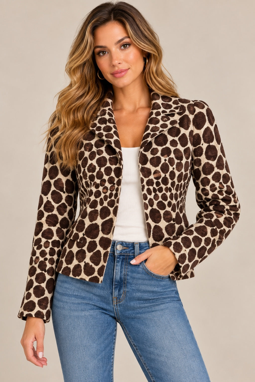 Vintage Painted Pony Giraffe Print Blazer