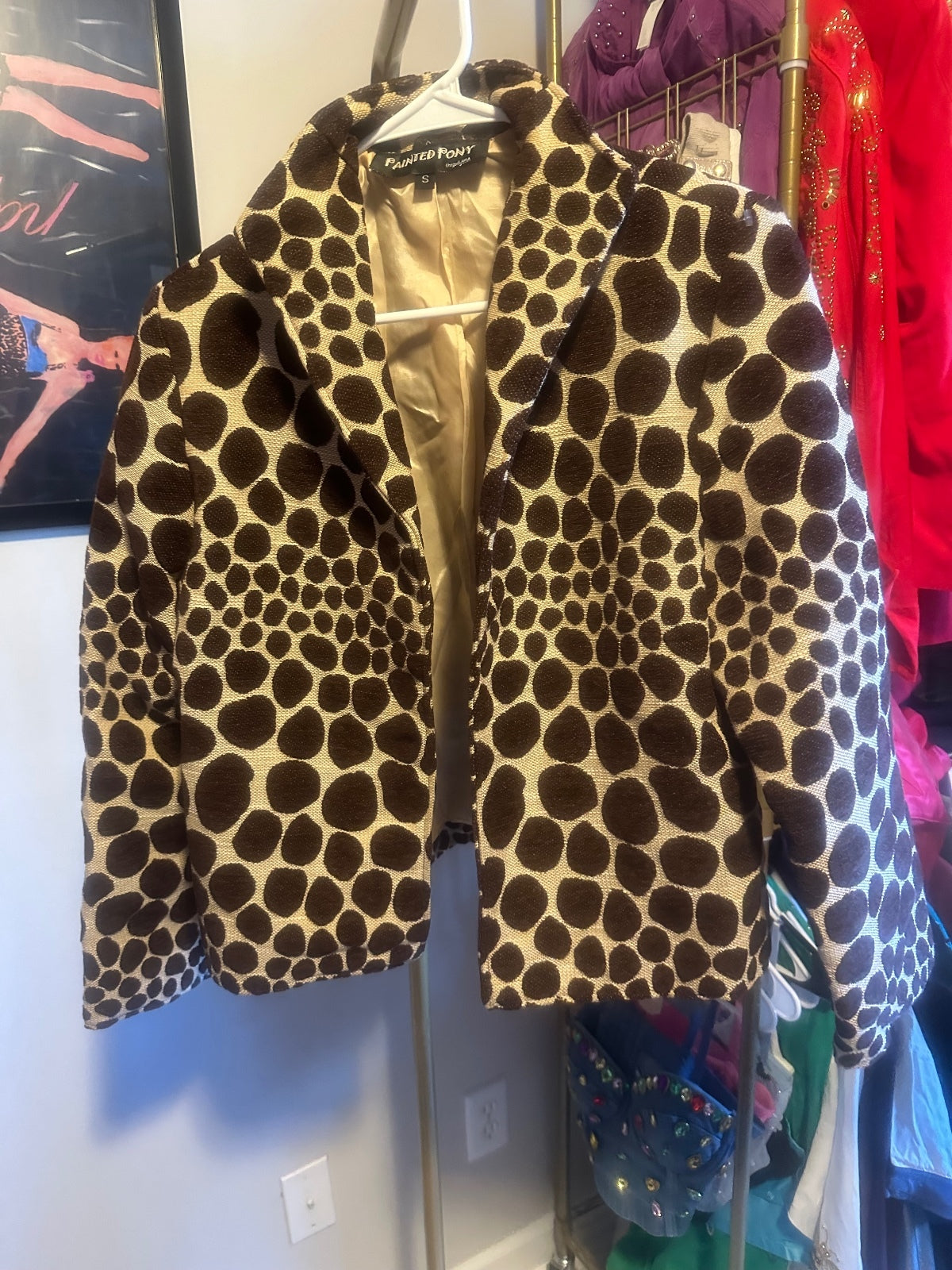 Vintage Painted Pony Giraffe Print Blazer