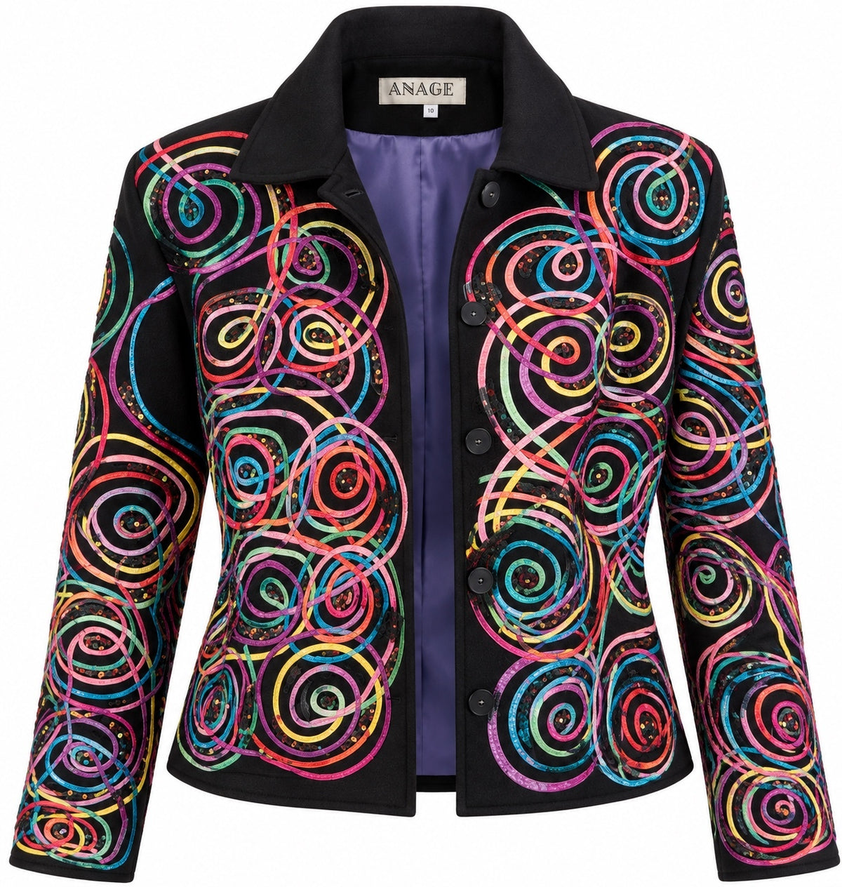 Vintage ANAGE Multicolor Embellished Statement Jacket