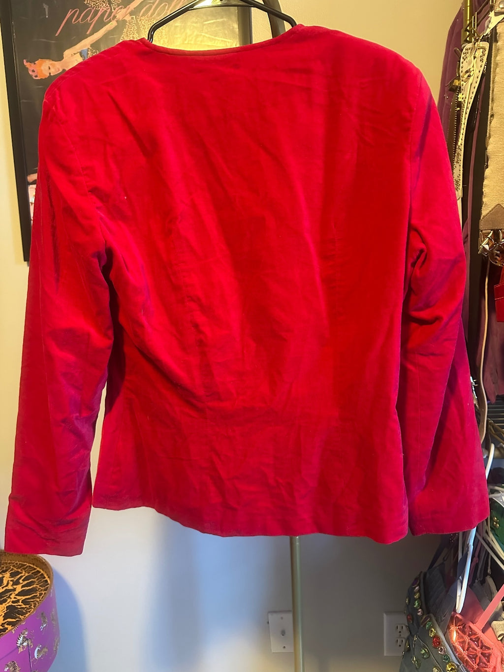 Vintage Red & Gold Velvet Embroidered Statement Jacket