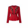 Vintage IIF Red Black & Gold Embellished Peplum Jacket