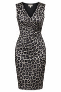 Cache Leopard Print Ruched Midi Dress