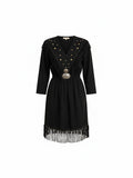 Vintage Black Western Fringe & Stud Dress