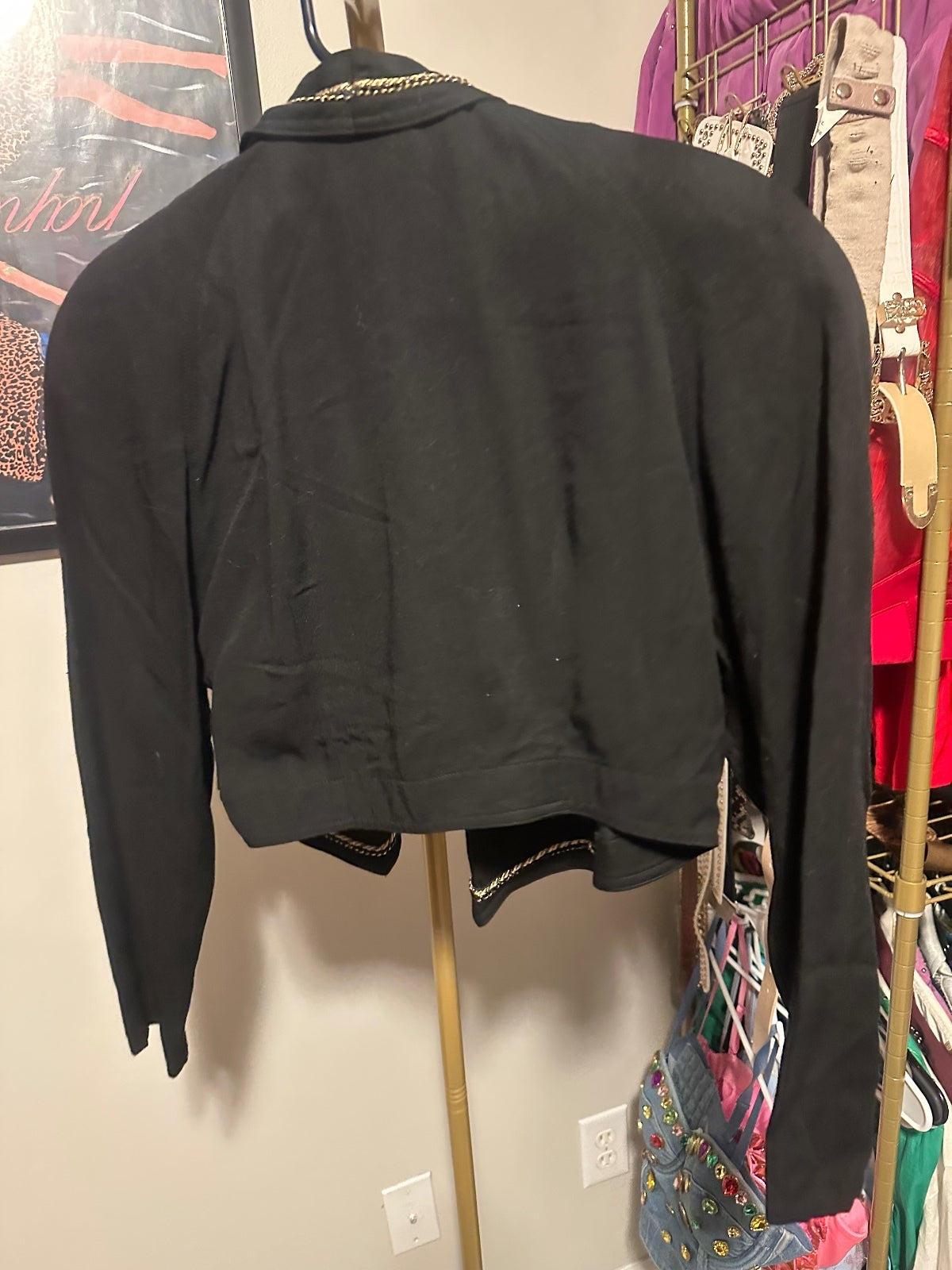IIF Black & Gold Embellished Cropped Jacket