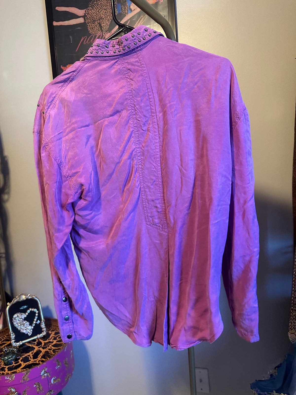 Vintage IIF Purple Rhinestone Embellished Western Shirt