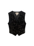 Vintage Cache Black Velvet Floral Vest