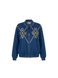 Vintage Denim Gold Embellished Bomber Jacket