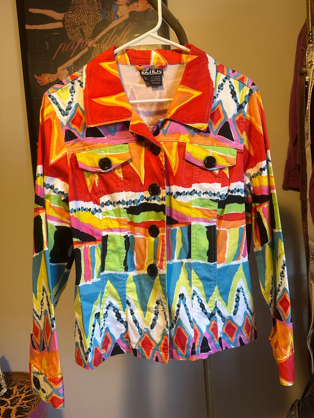 Berek Multicolor Geometric Abstract Statement Jacket