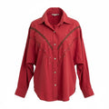 Vintage IIF Red Western Rhinestone Button-Front Shirt