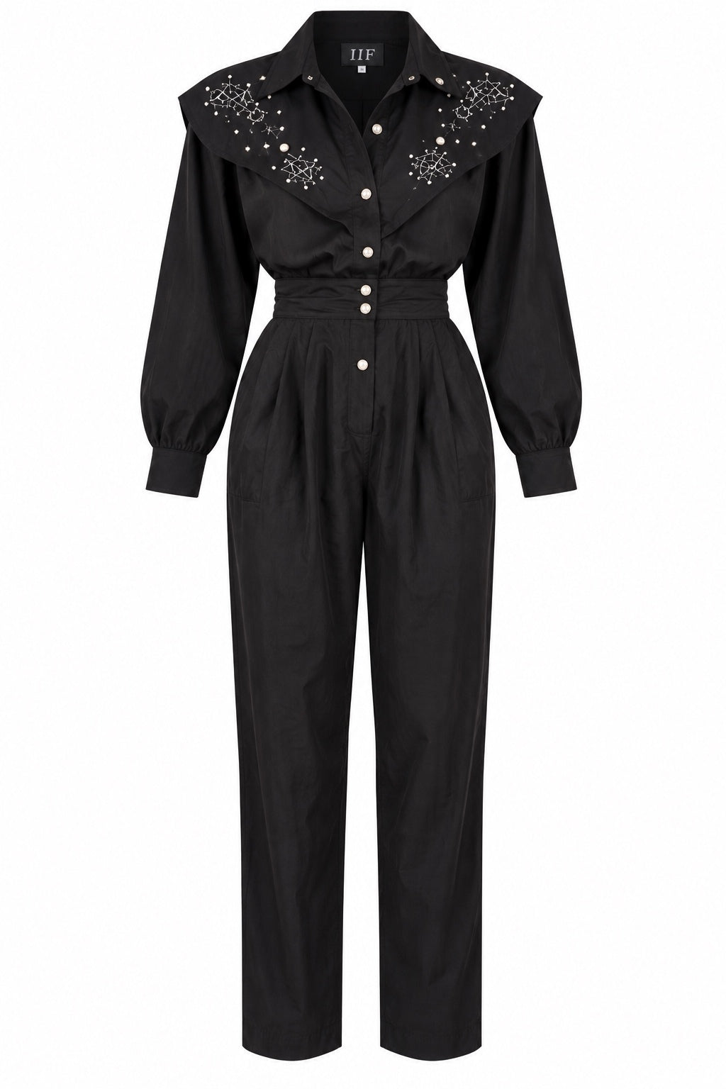 Vintage IIF Black Embellished Western Jumpsuit