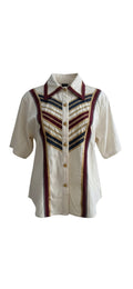 Vintage IIF Military-Inspired Embellished Blouse