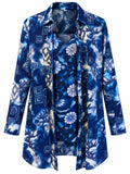 Vintage Diane Gilman Silk Blue Tank & Shirt Set