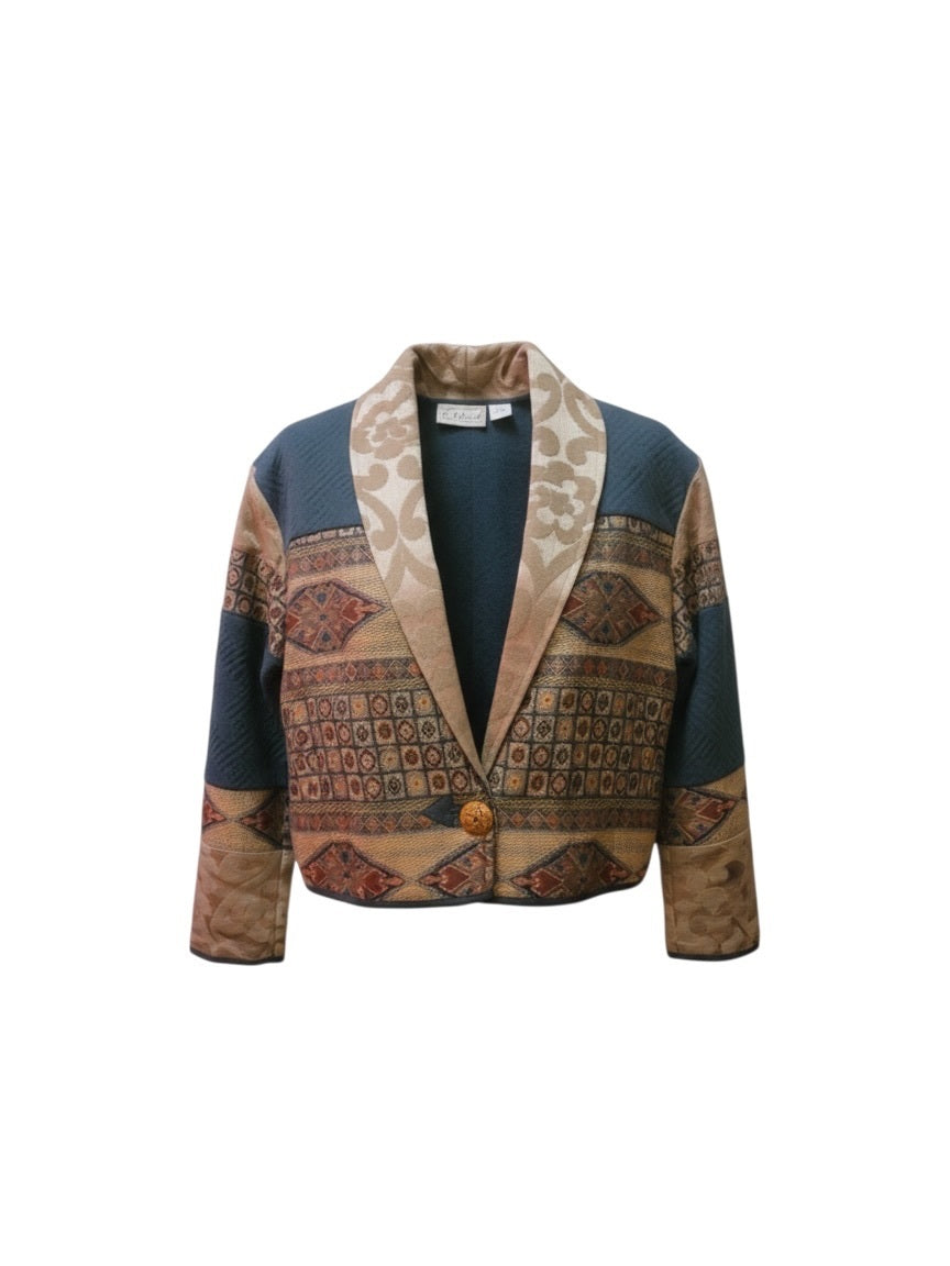 Vintage Flashback Patchwork Cropped Blazer