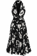 Cache Black & White Floral Halter Dress
