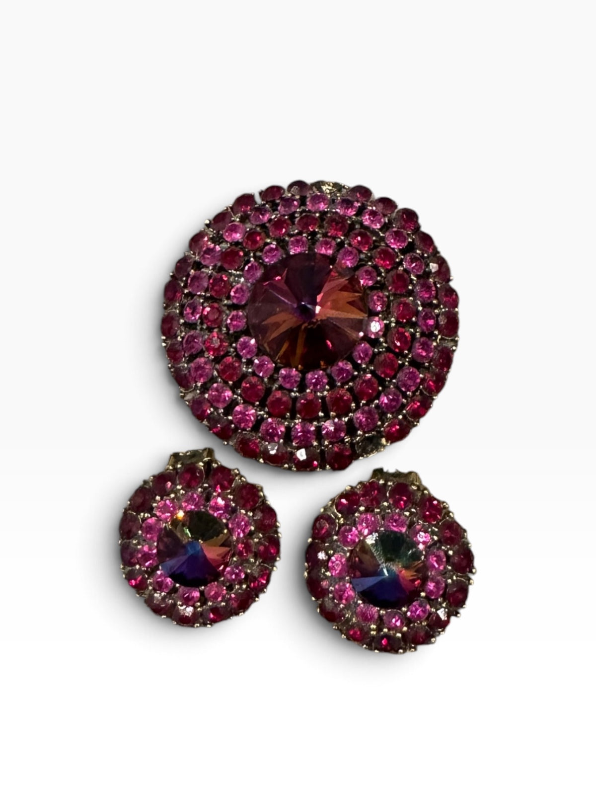 Vintage Weiss Rhinestone Brooch & Earrings Set | 1950s–60s
