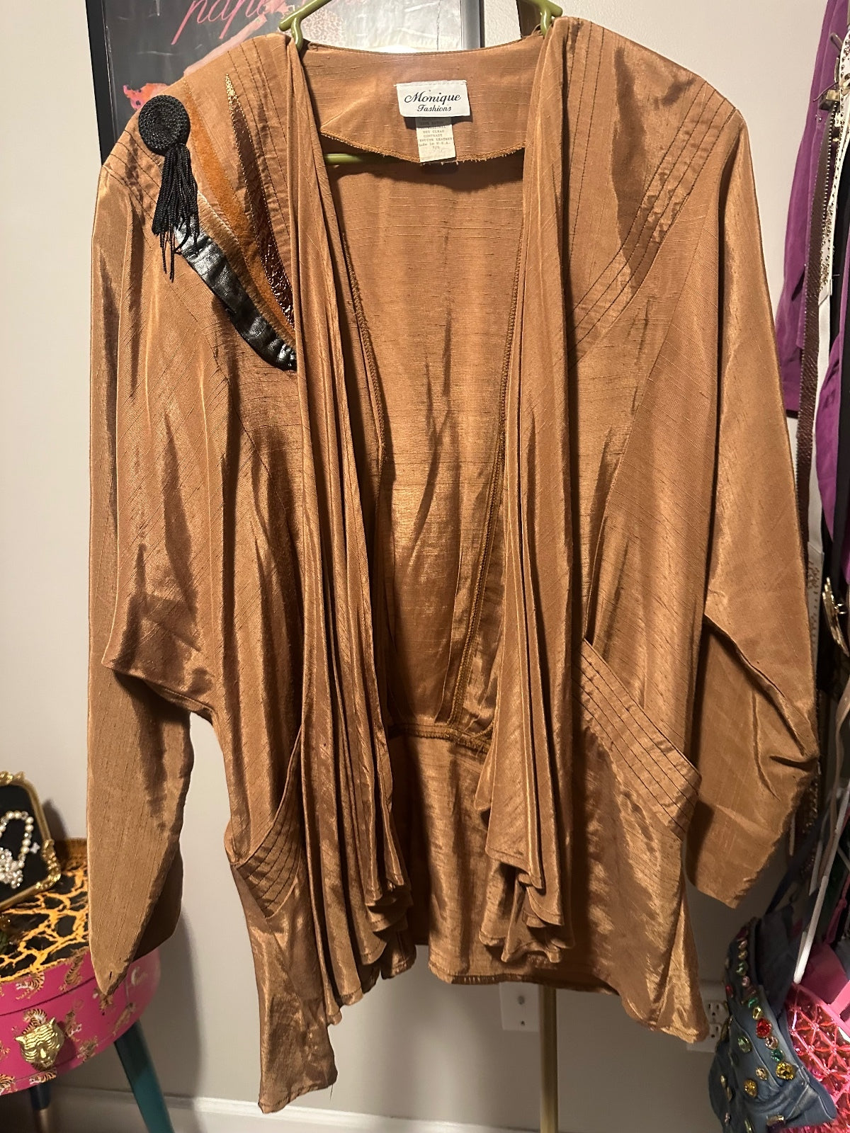 Vintage Camel Draped Cardigan Jacket