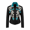 Black Turquoise & Silver Rhinestone Western Statement Jacket