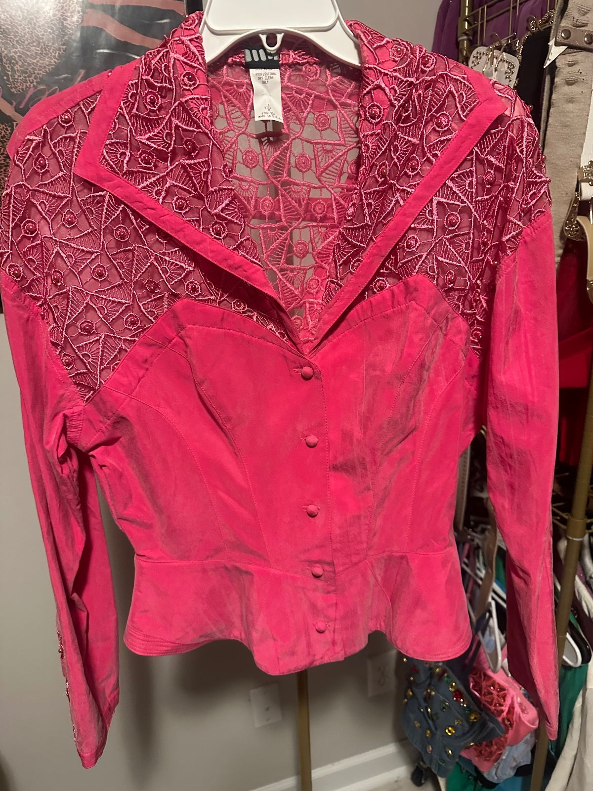 Vintage IIF Hot Pink Embellished Fitted Top
