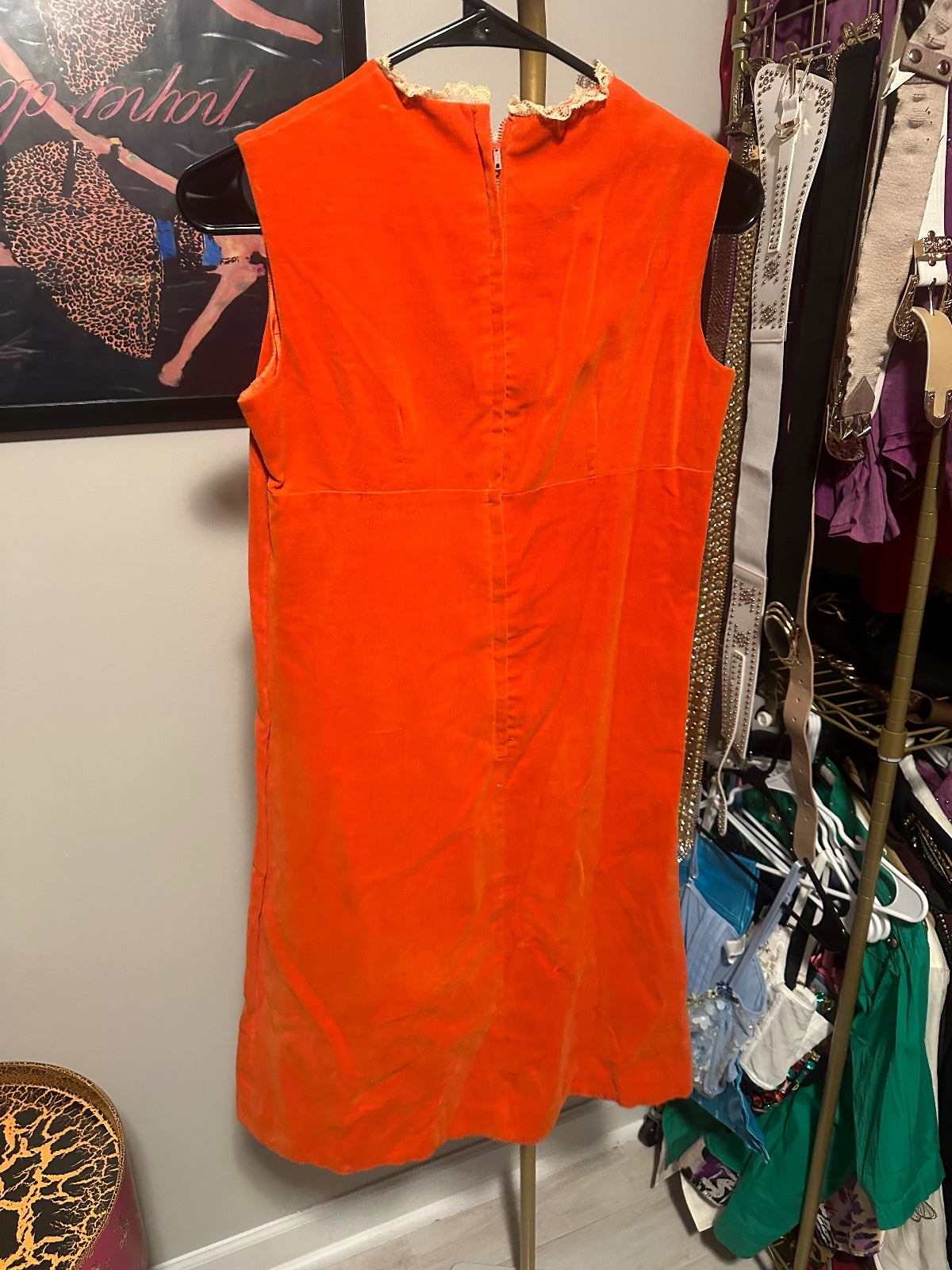 1960s Orange Mod Shift Dress