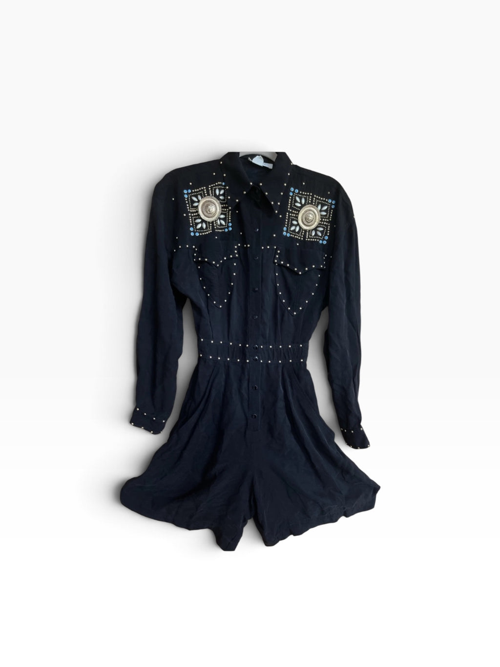 Vintage Cache Black Embellished Western Romper