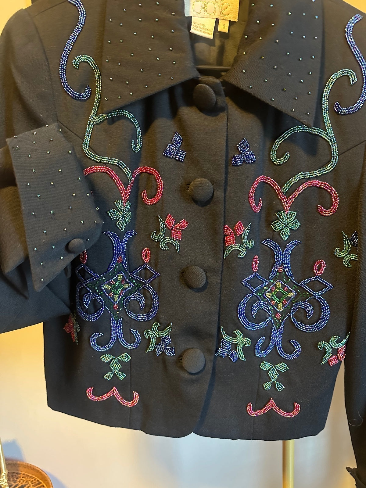 Vintage Cache Rare Wool Beaded Embellished Jacket