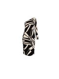 Cache Black & White Abstract One-Shoulder Dress