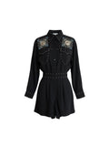 Vintage Cache Black Embellished Western Romper